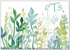 Watercolor Leaves Monogram Card D4120D-V